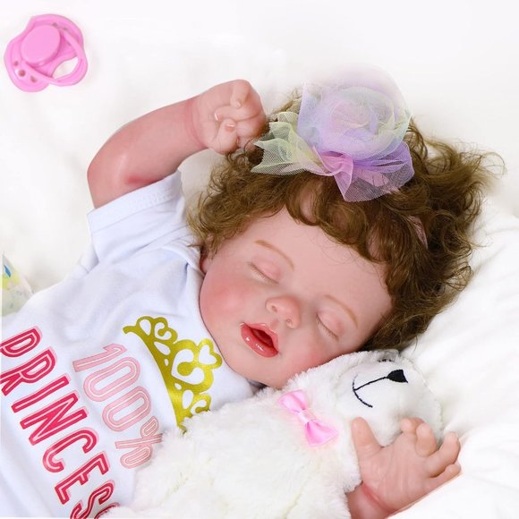 Sleeping Reborn Baby Dolls, 20 Inch Lifelike Newborn Baby Girl Doll - Picture 9 of 9